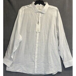 NWT Murano Baird McNutt 100% Linen Button Up Shirt Mens Big & Tall Size 4XT Whit